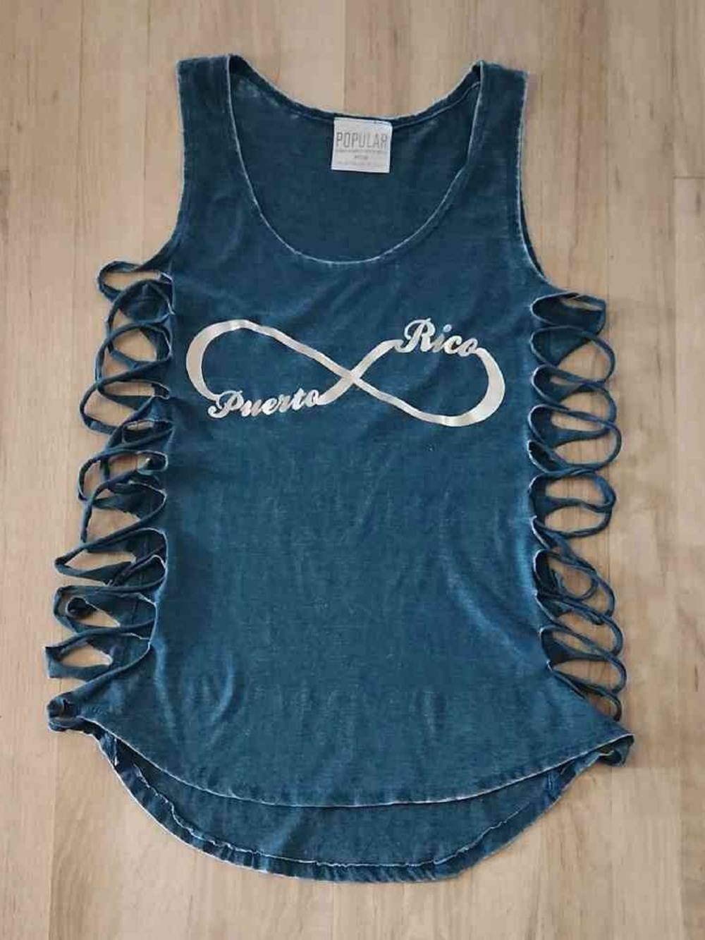 Women’s Blue Sleeveless Puerto Rico Cutout Tank